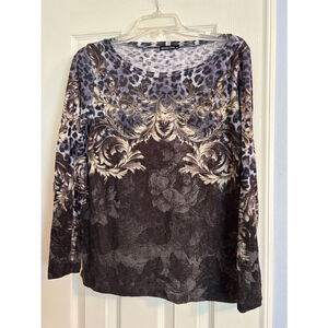 🔵David Cline Top, Size M, Purple & Grey